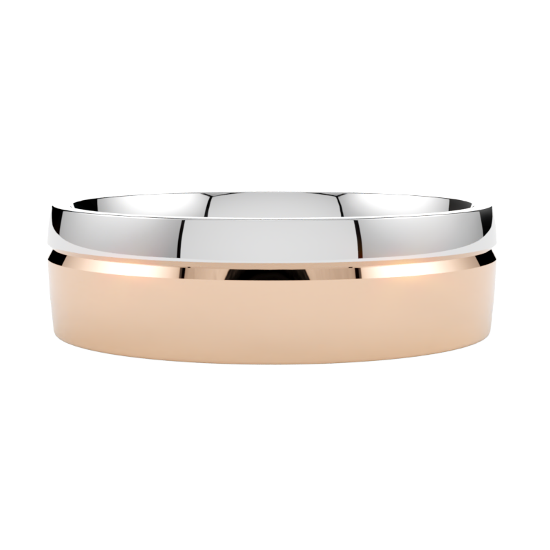 Szeroka półokrągła obrączka ślubna wielokolorowa ze złota różowo-białego